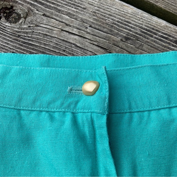 Vintage 80s 90s Turquoise Skirt, Size 28” x 21” or M - L ish, Linen Canvas Miami - Picture 7 of 7